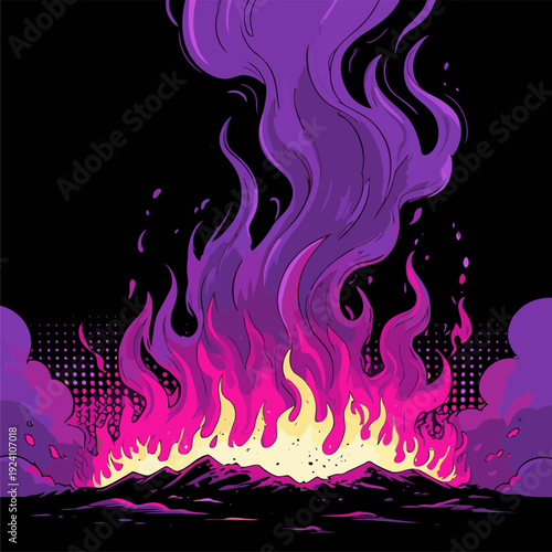 vector image of a purple campfire
