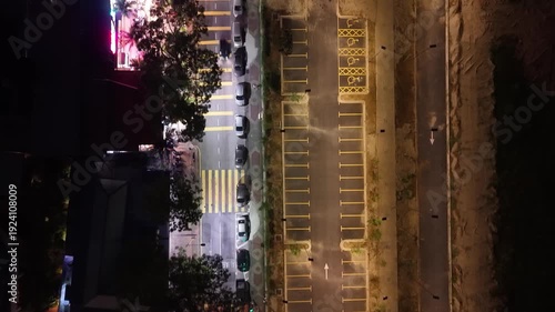 Night Drone View Gurney Bay Parking and Road