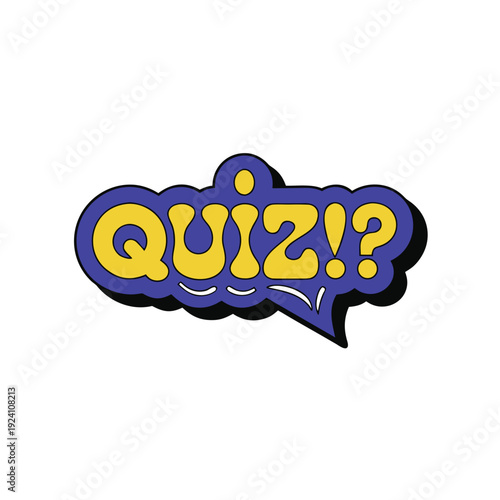 Yellow and blue comic style quiz speech bubble