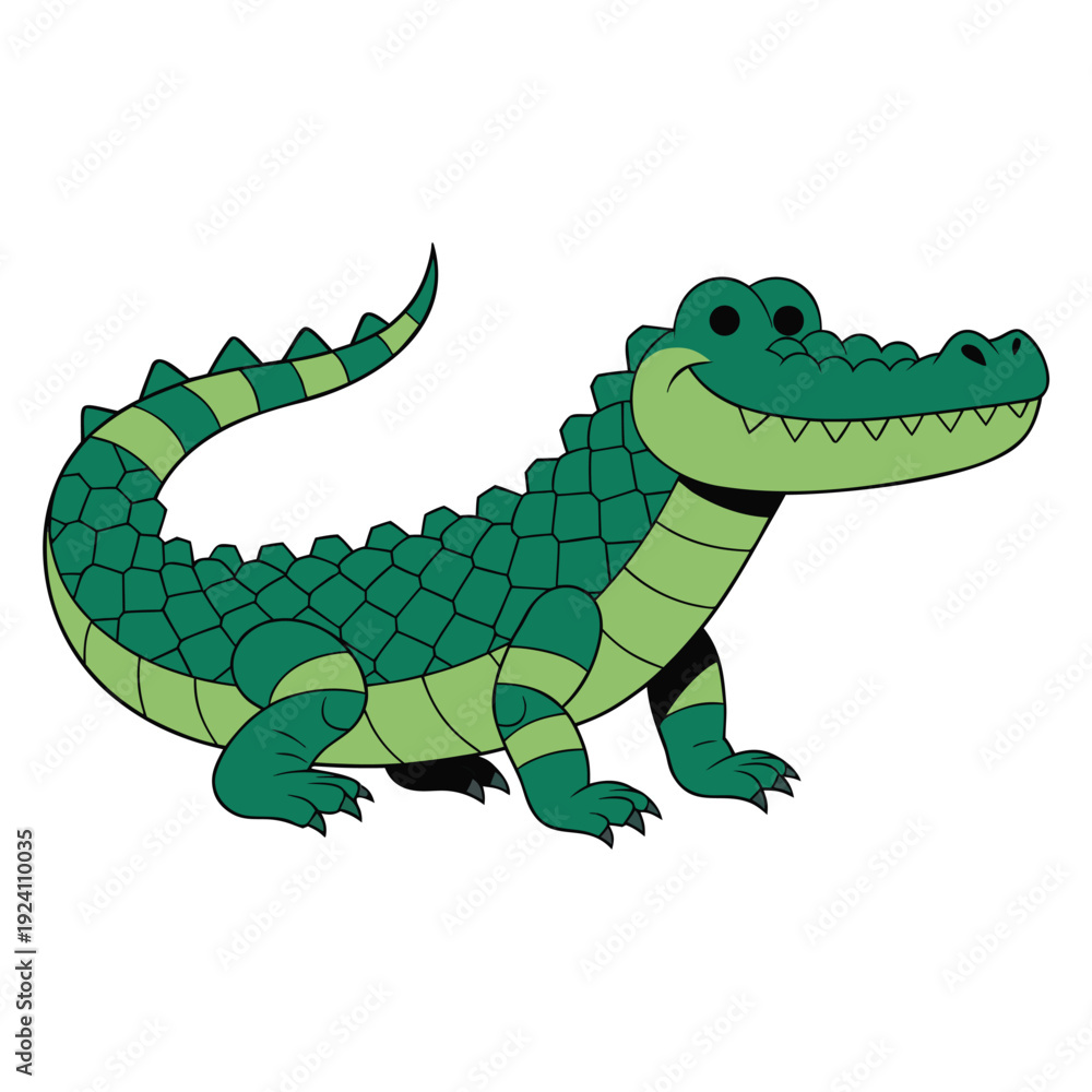 Fototapeta premium Cute Crocodile Cartoon Vector Wildlife Illustration