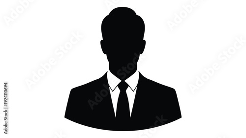 A silhouette of a man in a business suit and tie isolated on white background, Vector