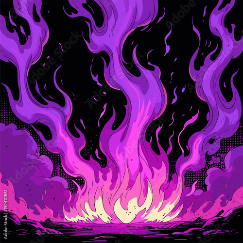 vector image of a purple campfire