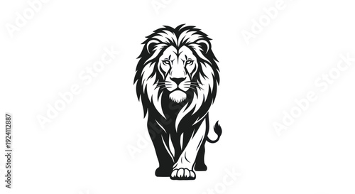 Majestic lion silhouette isolated on white