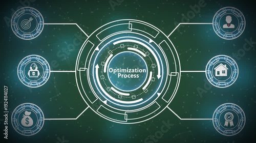 Abstract Circular Technology Interface Highlighting Optimization Process and Automated System Performance Analytics 4K Technology Motion Graphics Animation