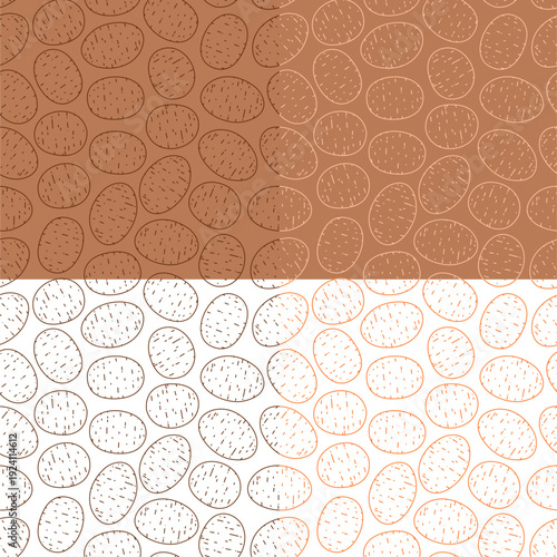 potato pattern Background. doodle potato pattern background. seamless pattern potato. potato flat illustration background.