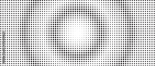 Halftone Radial Burst Circle Seamless Pattern | Black and White Concentric Dot Gradient Texture Tile | Vintage Comic Pop Art Spotlight Glow Background Vector 