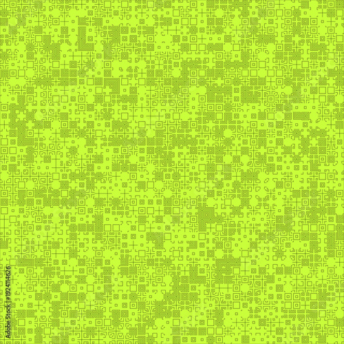 Vector Illustration Y2k Seamless pattern of vibrant lime green pixel grid with subtle square mosaics and glowing variations, evoking big data streams, AI neural networks, fintech crypto visualizations