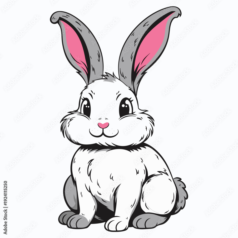 Obraz premium Cute Rabbit Bunny Cartoon Vector Illustration