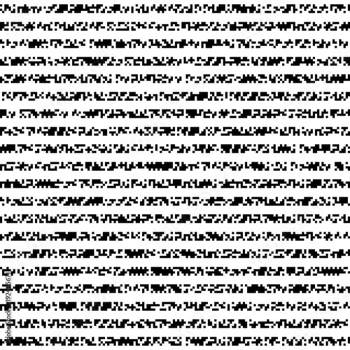 Vector Illustration Y2k Seamless pattern of horizontal black and white data glitch lines. Binary stream for IT, crypto, and big data science.