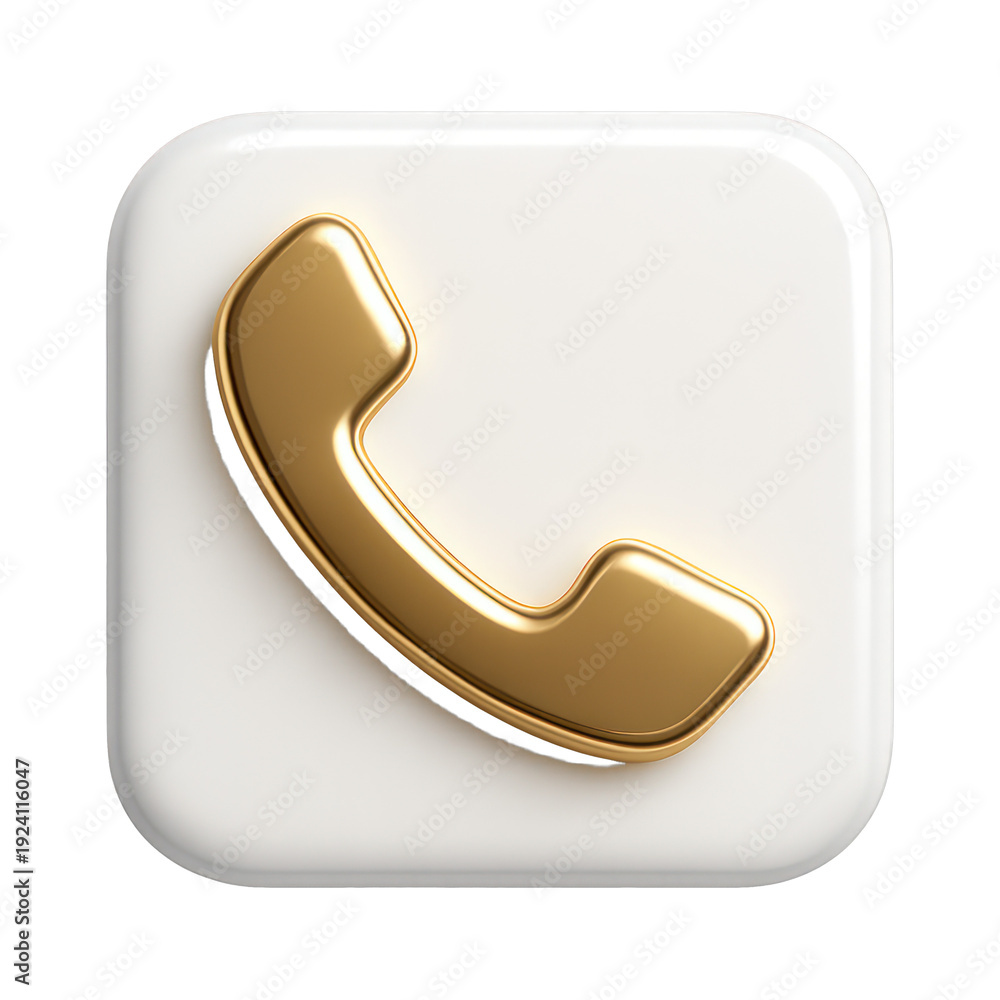 Naklejka premium PNG Golden phone icon illustration