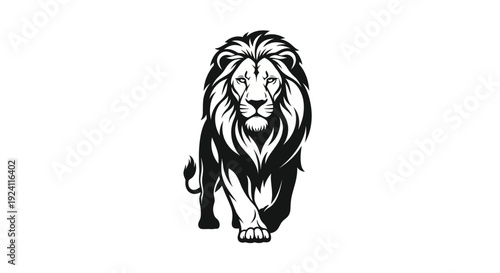Majestic lion silhouette on white background