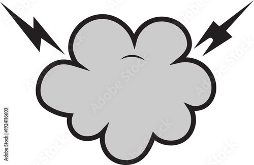 Cartoon cloud with lightning bolts