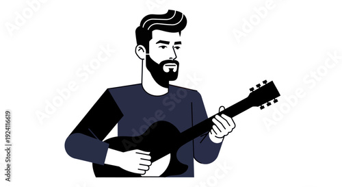 Man playing guitar vector illustration