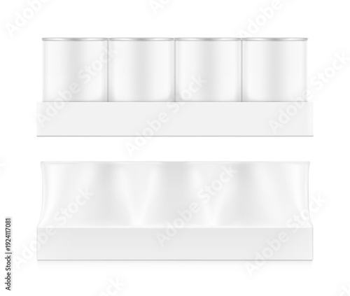 Quadro su tela Hight realistic tin can wrap shrink multipack 4x3 mockup for food