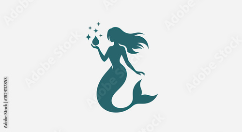 Mermaid silhouette with drop and stars