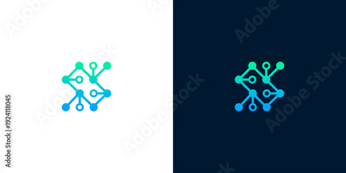 Modern S letter logo concept illustrating interconnected digital technology and global networks, featuring a vibrant gradient design perfect for innovative business branding