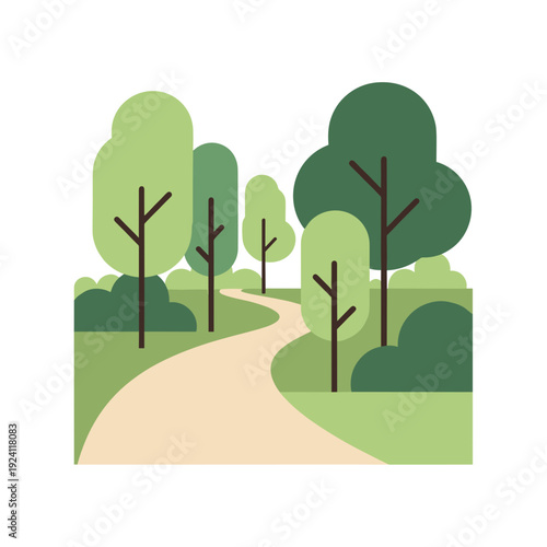 Abstract park pathway minimal flat vector illustration