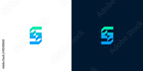 Modern abstract letter S logo design with a vibrant blue-green gradient, evoking energy and innovation