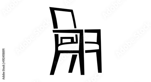 Minimalist chair icon on white background