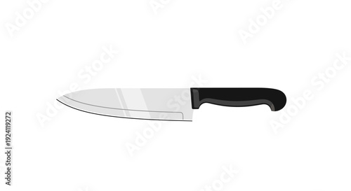 Sharp kitchen paring knife with black handle on white background.