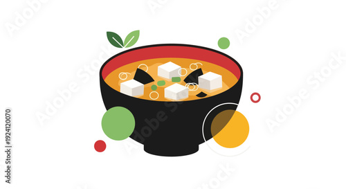 Miso soup bowl with modern graphic design