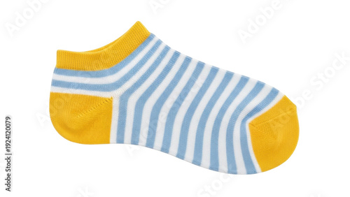 Foto Isolated sock with blue and white stripes for kids, comfortable casual wear, cot