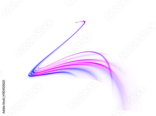 Futuristic speed road with red neon lights. Motion blur creates night travel feeling. Vector PNG transport background.