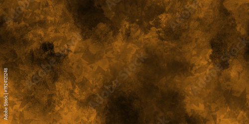 Eerie black background with billowing brown smoke on black background. old style dark brown grunge texture, brush painted . Old and grainy orange paper texture, vector,	