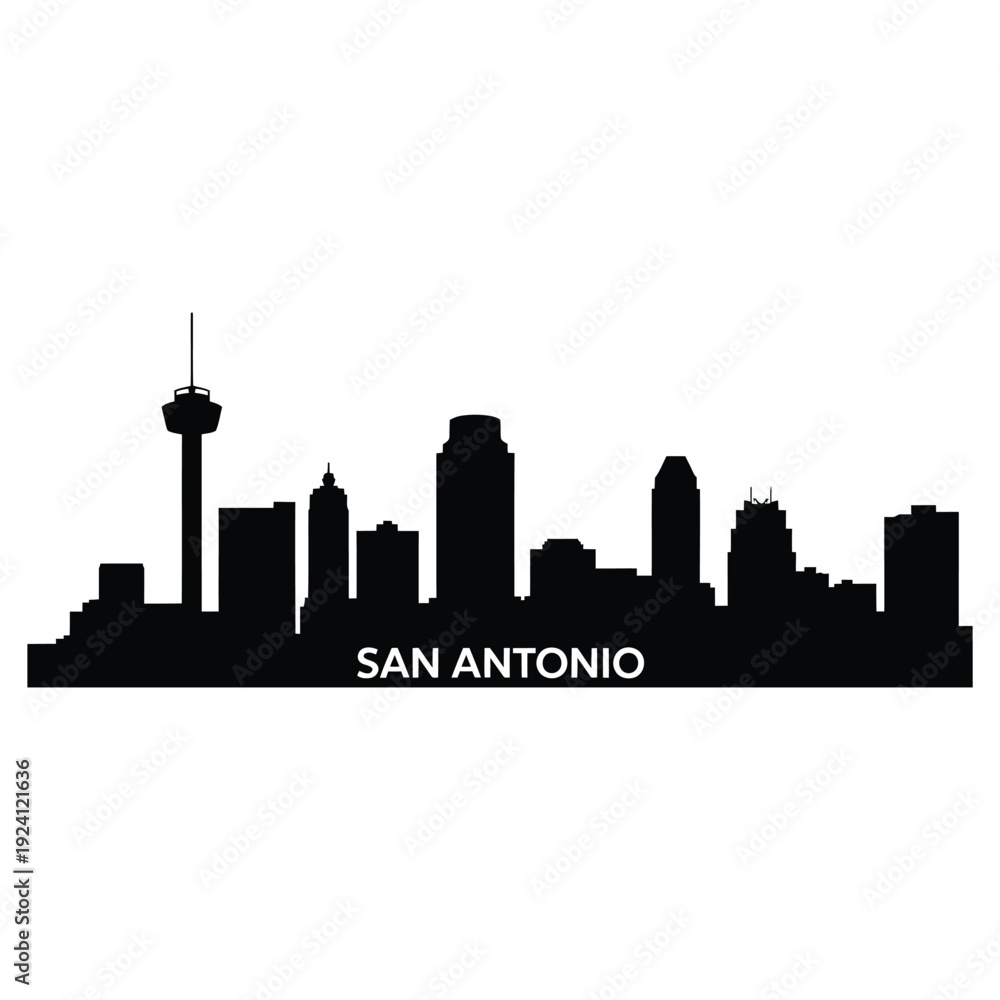 Obraz premium San Antonio skyline silhouette with the Tower of the Americas visible