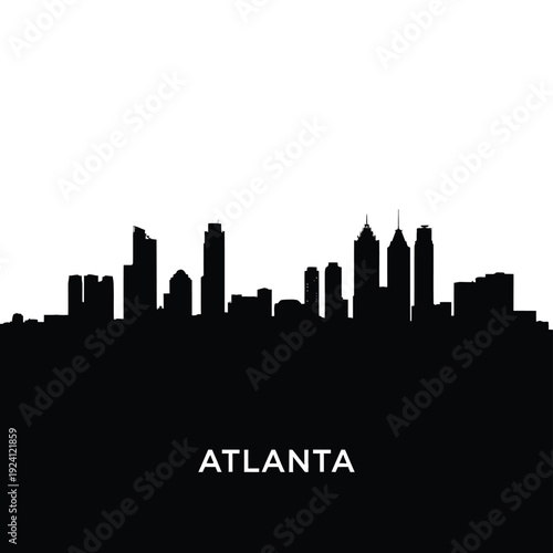 Atlanta skyline silhouette with city name prominently displayed below