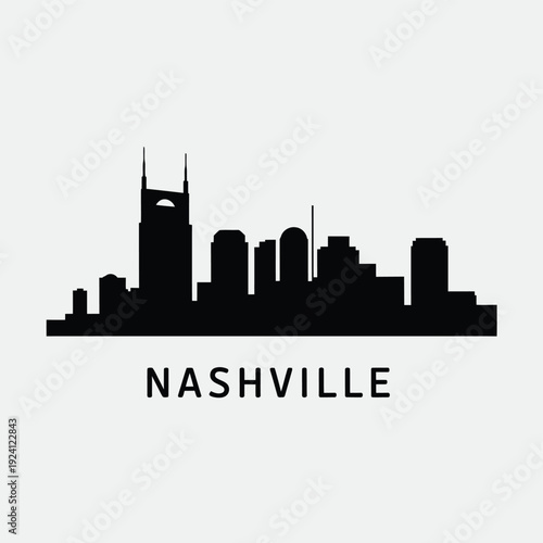 Nashville skyline silhouette with the city name prominently displayed below