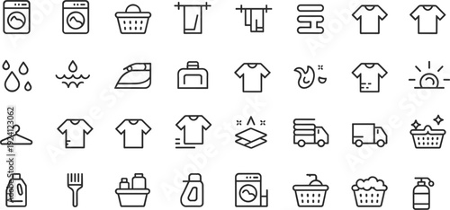 Laundry and cleaning service icons with washing machine and detergent clothes