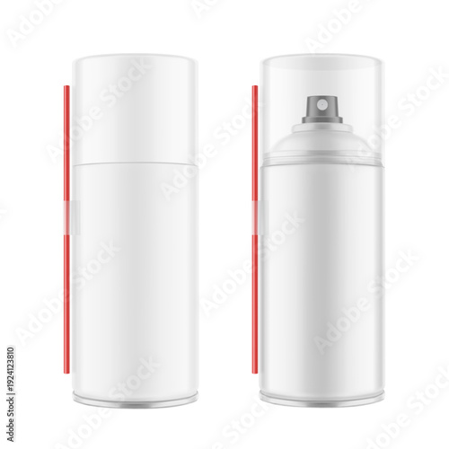 Industrial aerosol spray can mockup. Hight realistic vector illustration isolated on white background. Easy to use for presentation your product, idea, design. EPS10.