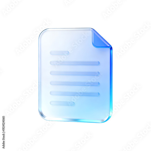 3d rendered icon of abstract glossy glass page symbol
