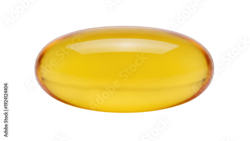 Bild auf Leinwand Isolated capsule, soft gel medicine, dietary supplement in shiny yellow-orange h