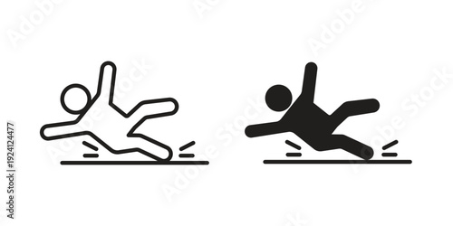 Accident icon vector pack. Thin linear and black flat style.