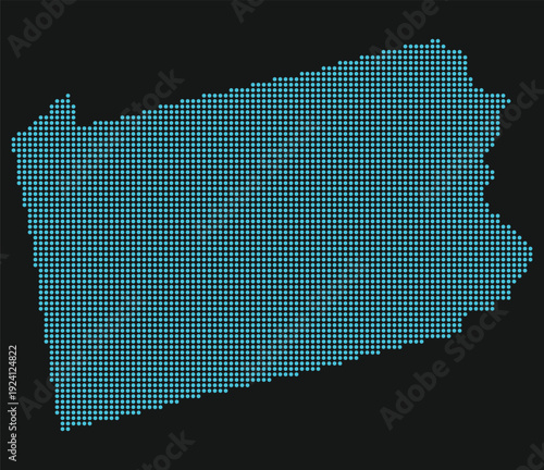 Pennsylvania Light Blue Point Grid Map on Black