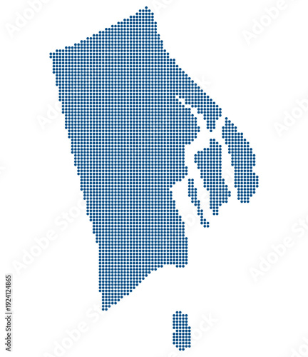 Rhode Island Blue Dotted Map for Blue Economy Technology Cluster and SmartBay Infrastructure