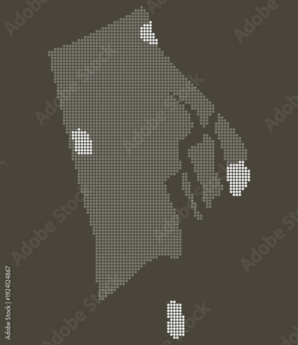Rhode Island Grey and White Dotted Map on Brown