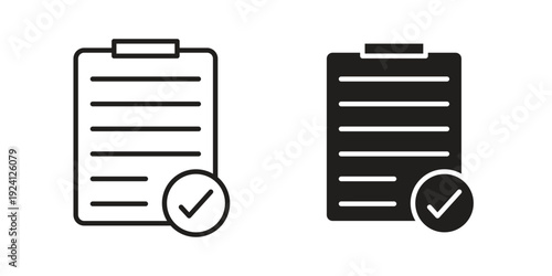 Assignment icon vector pack. Thin linear and black flat style.