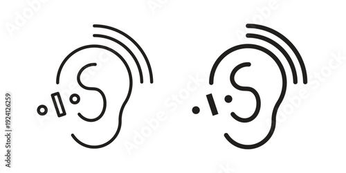 Assistive listening systems icon vector pack. Thin linear and black flat style.