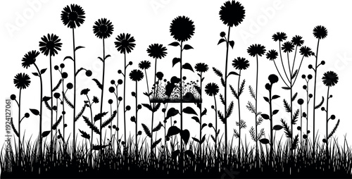 Set of black mushroom silhouettes, fungus icon collection, forest toadstool shapes, organic nature elements, autumn botanical vector, isolated fungal graphics, garden.