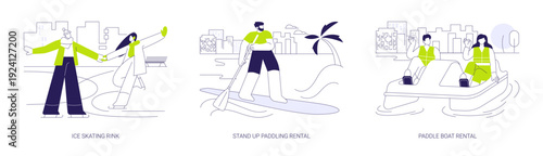 Active sport in city park isolated cartoon vector illustrations se