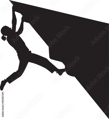 Man Rock Climbing Silhouette Graphic Illustration.