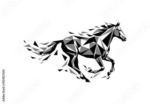 Dynamic polygonal horse design showcasing geometric abstract art