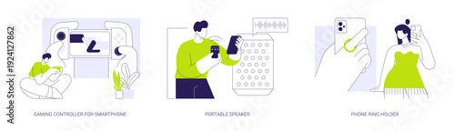 Smartphone gadgets isolated cartoon vector illustrations se