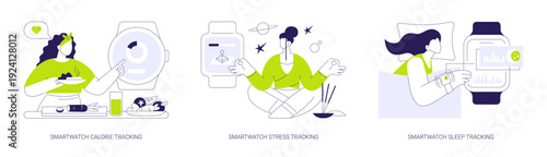 Smartwatch features isolated cartoon vector illustrations se