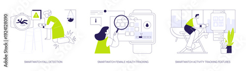 Smartwatch applications isolated cartoon vector illustrations se