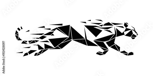 Geometric abstract cheetah silhouette in dynamic low poly style
