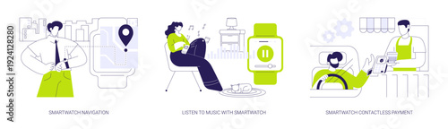 Smartwatch use isolated cartoon vector illustrations se